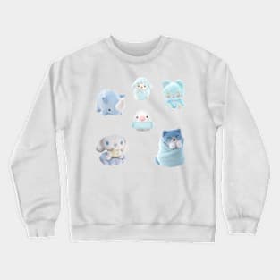 Blue Kawaii Plushies Sticker Pack Crewneck Sweatshirt